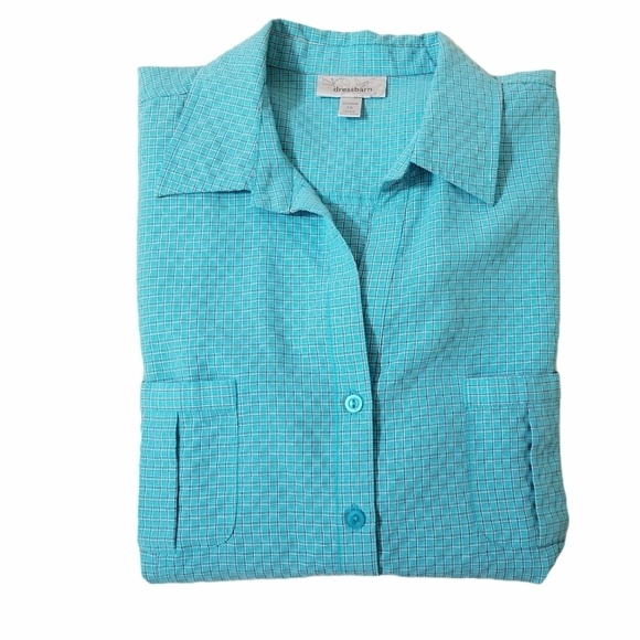 Dressbarn button down aqua size 1x shirt - Picture 3 of 11